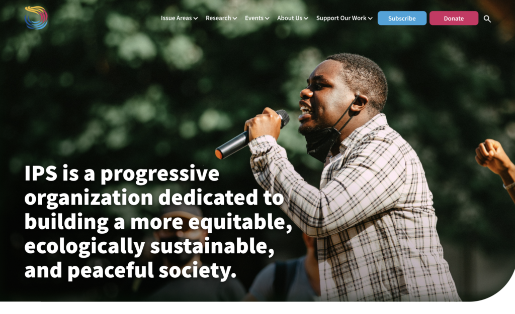 Screenshot of the homepage website redesign of the Institute of Policy Studies by IndieTech Solutions